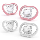 Nanobébé US Pink & White Active Pacifier - 4m+ Silicone Pacifier, 4-pack